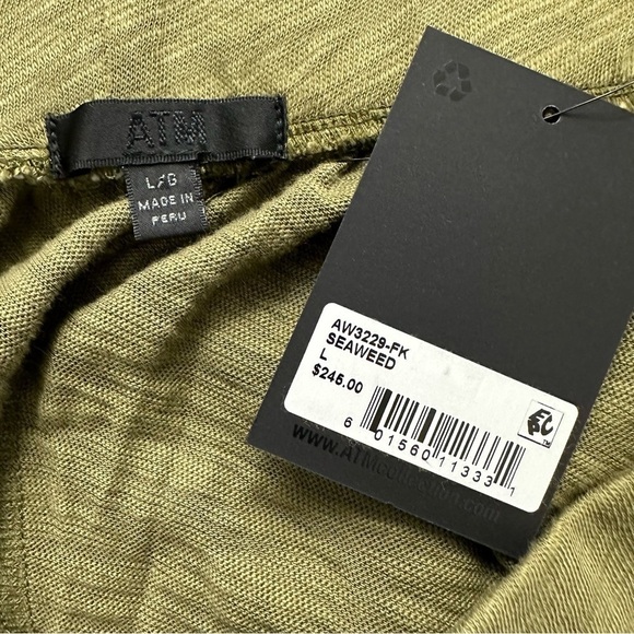 ATM Anthony Thomas Melillo Wide Leg Lounge Pants Seaweed SZ L NWT Retail $245 - Picture 7 of 8